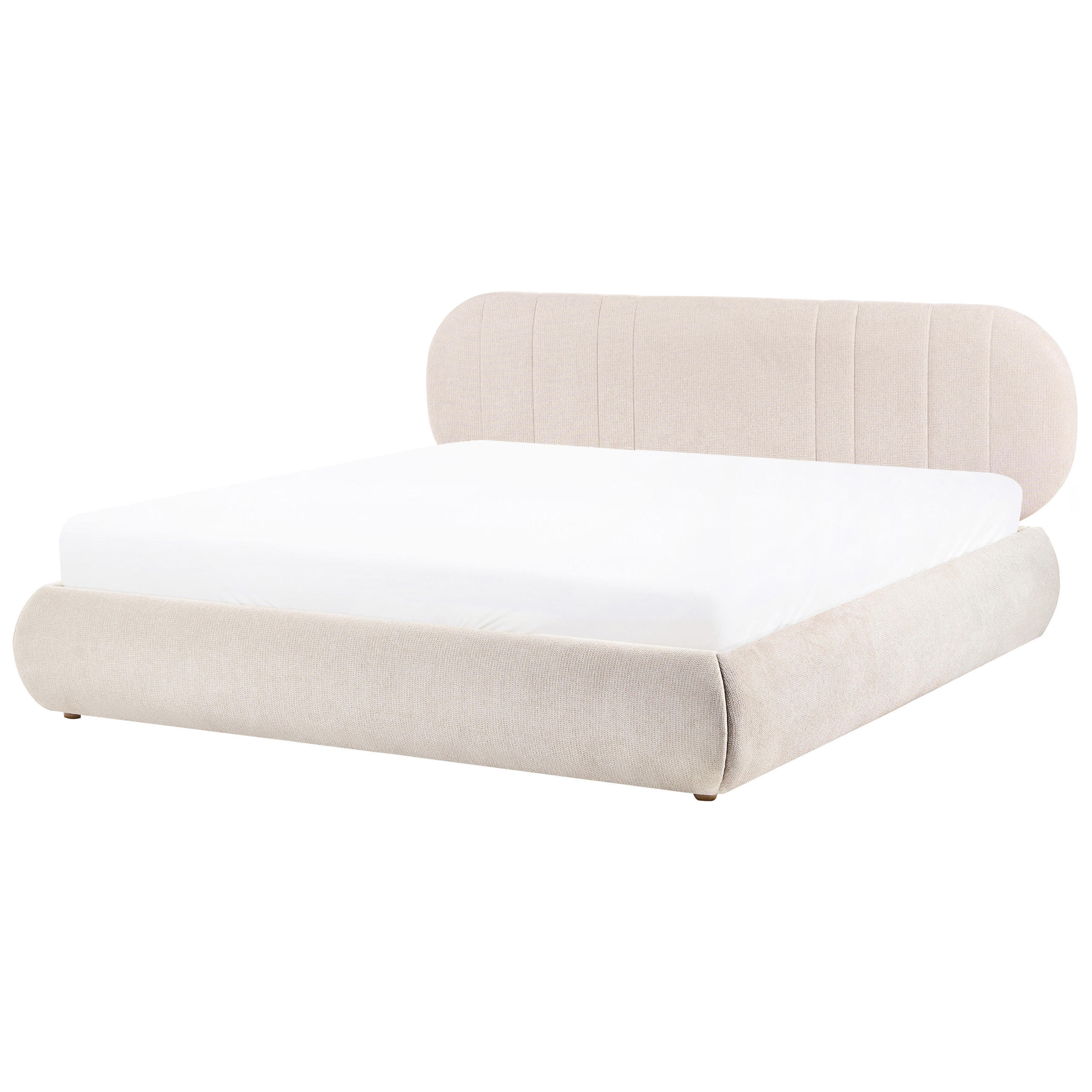 BETT mit Stauraum 180/200 cm Stoff Hellbeige Campan - Beige, Textil (180/200cm) - Beliani