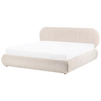 BETT mit Stauraum 180/200 cm Stoff Hellbeige Campan - Beige, Textil (180/200cm) - Beliani