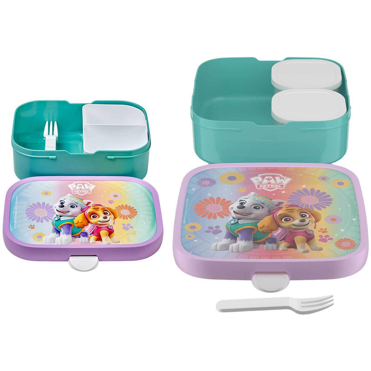 BROTDOSEN-SET Campus (2025) Paw Patrol Girls 2er Set - Türkis/Lila, Kunststoff (1/1/1cm) - Mepal