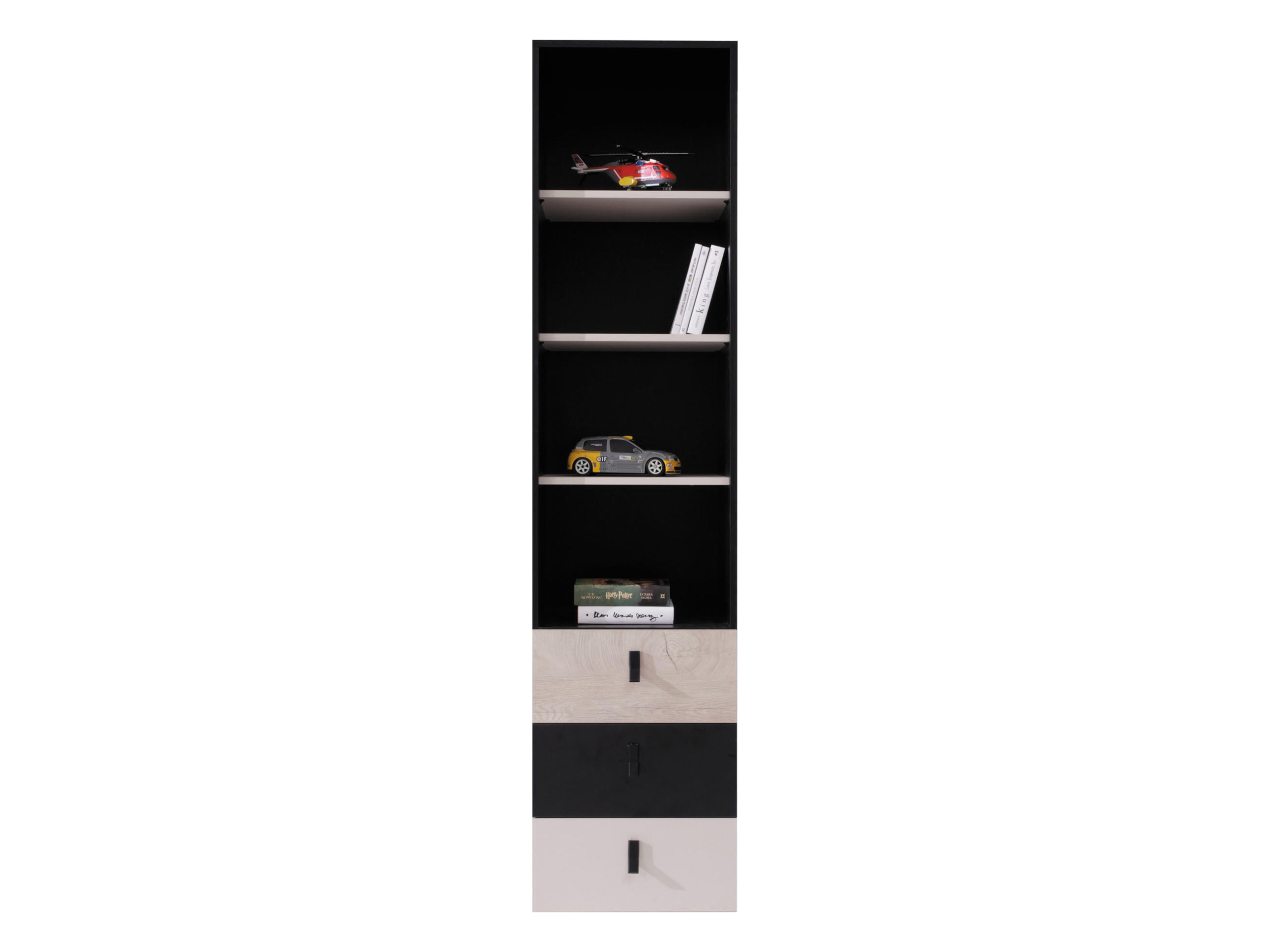 Mirjan24 Regal Eiche, Schwarz 45x190x40 cm