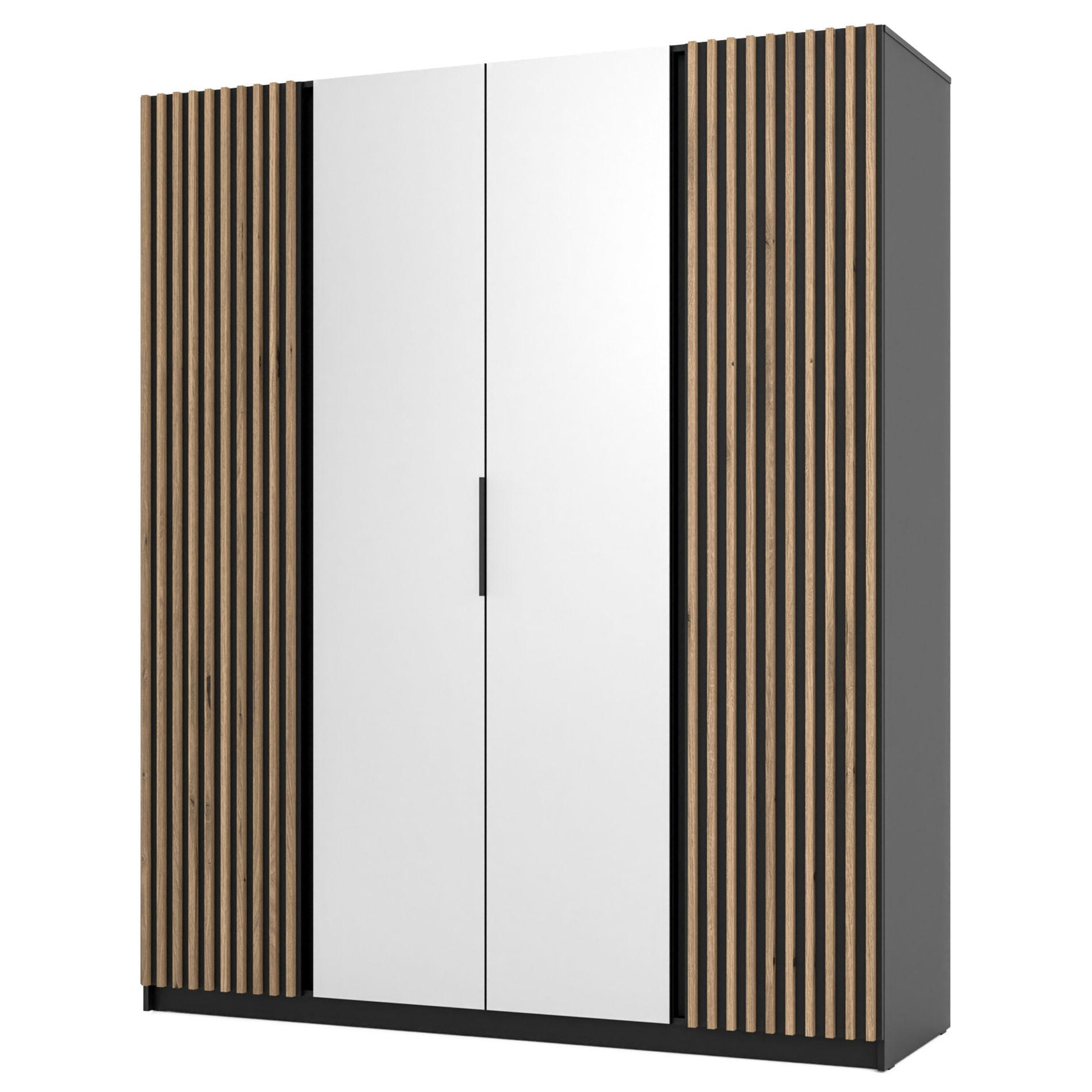 KLEIDERSCHRANK Kaja Schwarz 200 cm - Schwarz, Holzwerkstoff/Metall (200/239/61.9cm) - Selsey
