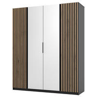 KLEIDERSCHRANK Kaja Schwarz 200 cm - Schwarz, Holzwerkstoff/Metall (200/239/61.9cm) - Selsey