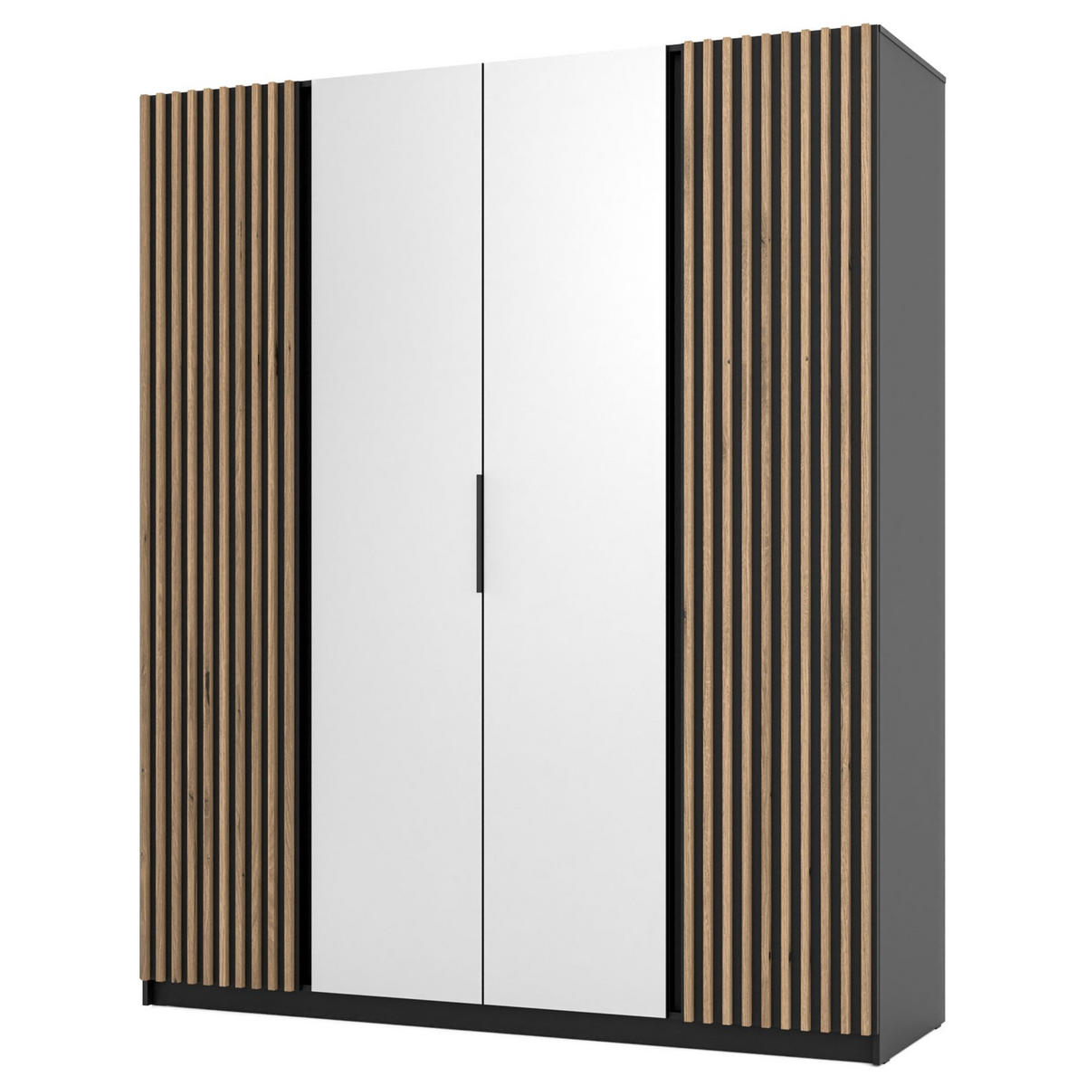 KLEIDERSCHRANK Kaja Schwarz 200 cm - Schwarz, Holzwerkstoff/Metall (200/239/61.9cm) - Selsey