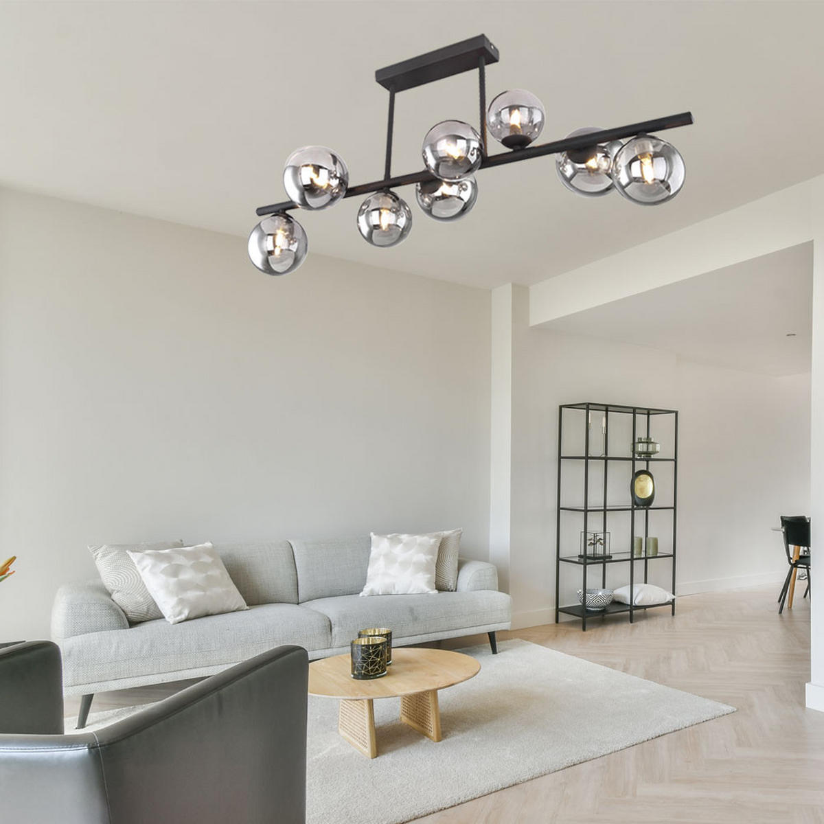 LED DECKENLEUCHTE Glas Schwarz - Schwarz, Glas (86/30/35.8cm) - Globo Lighting