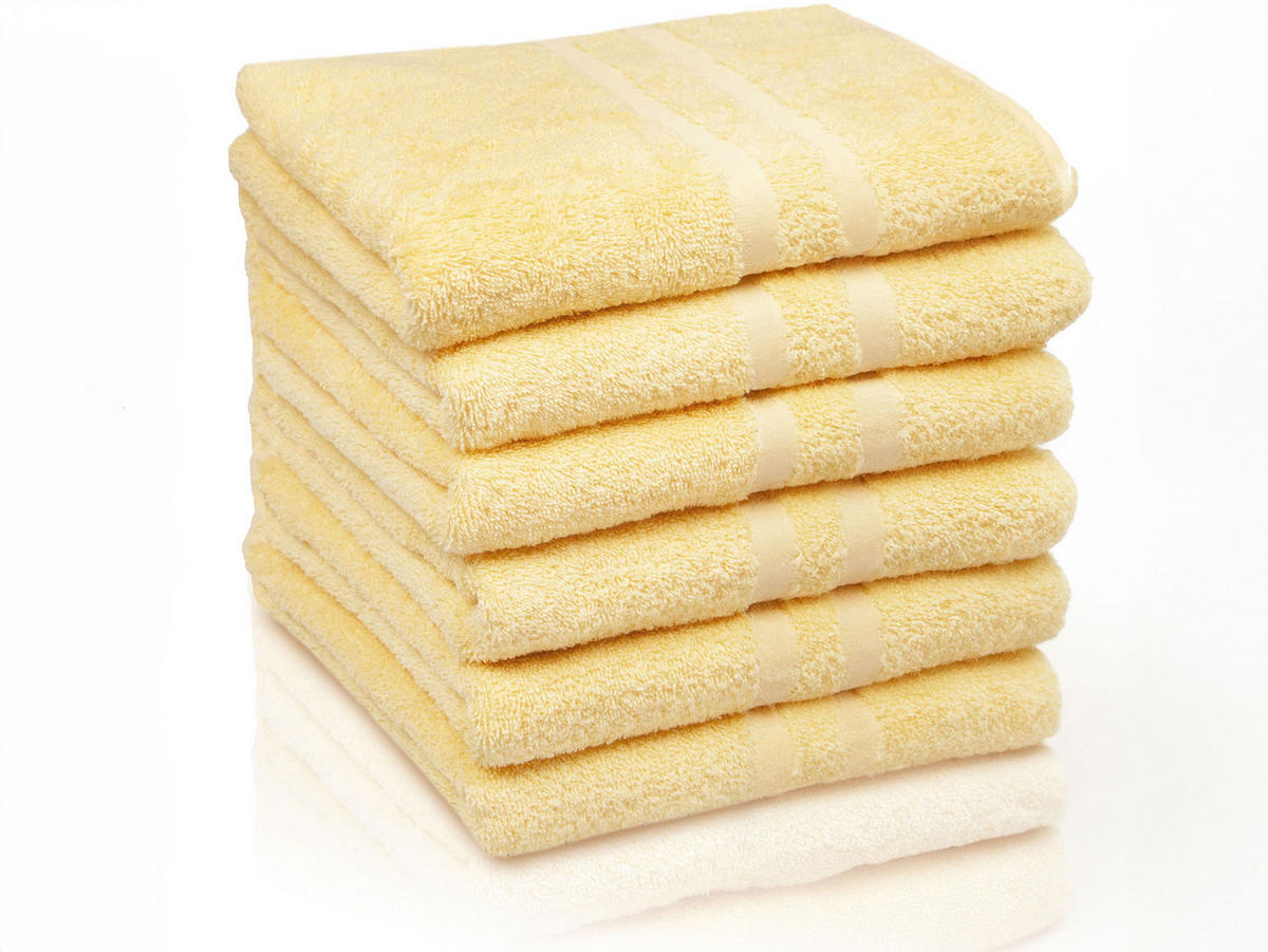 HANDTÜCHER, 6er-Set, 50x100 cm, 100% Baumwolle, Gelb - Gelb, Textil (50/100cm) - Zollner