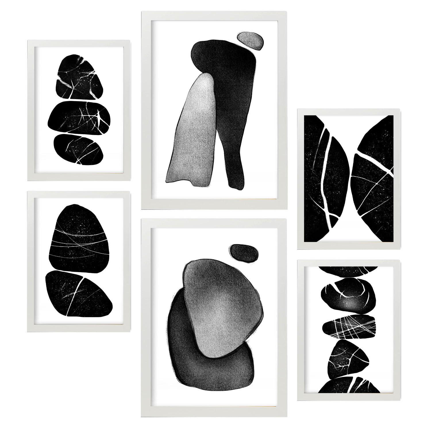 POSTER Set Mit 6 Palladian Rocks Abstrakte Liebhaber Größe A3 & A4 Weißer Rahmen - Weiß, Papier (29.7/1cm) - Nacnic