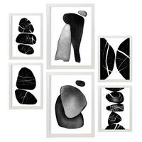 POSTER Set Mit 6 Palladian Rocks Abstrakte Liebhaber Größe A3 & A4 Weißer Rahmen - Weiß, Papier (29.7/1cm) - Nacnic