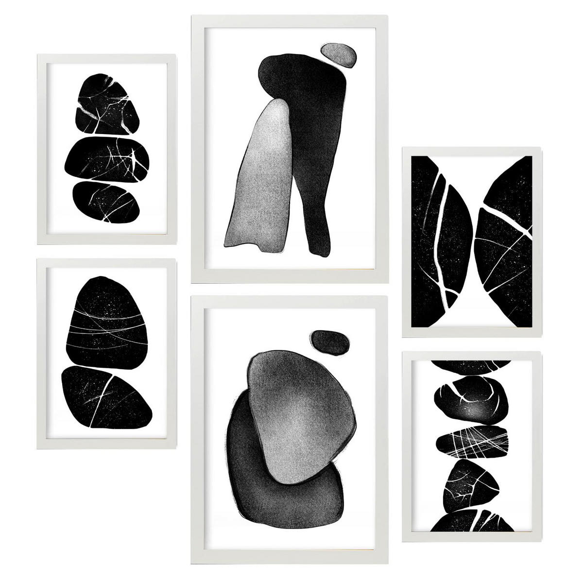 POSTER Set Mit 6 Palladian Rocks Abstrakte Liebhaber Größe A3 & A4 Weißer Rahmen - Weiß, Papier (29.7/1cm) - Nacnic