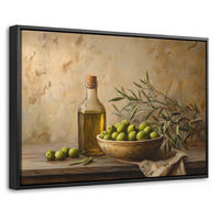 LEINWAND Bilder mit Rahmen - Oliven - Stilleben - Vintage - 30x20 - Olivgrün, Textil (30/20cm) - MuchoWow