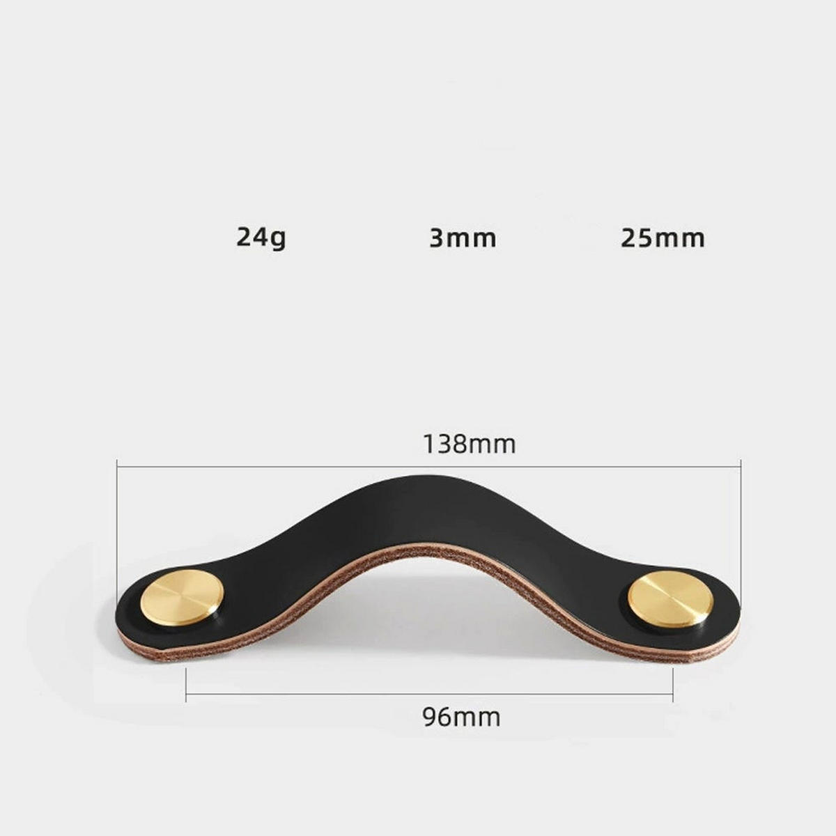 MÖBELGRIFF Schwarz 4er-Set 96 mm Leder - Schwarz, Metall (2.5/0.3/13.8cm)