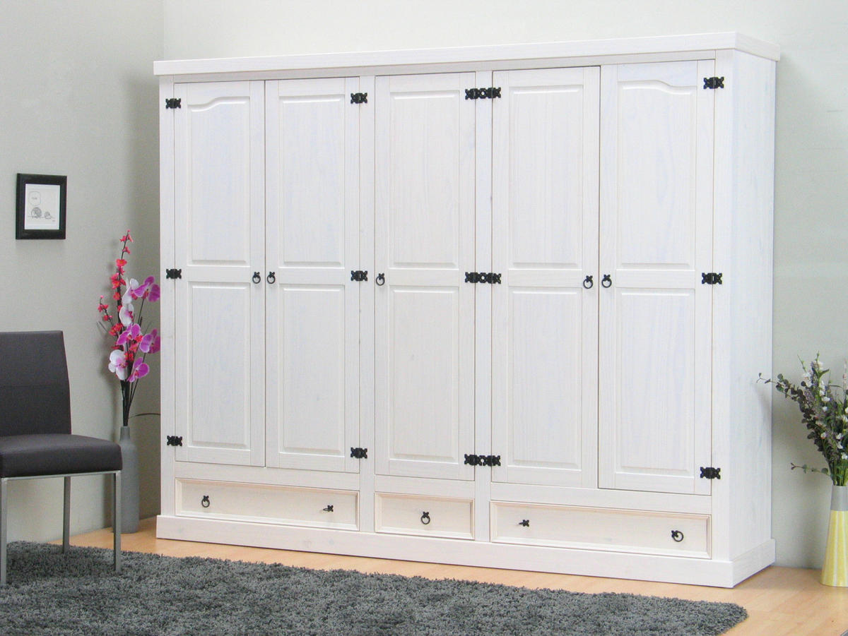 KLEIDERSCHRANK weiß - Weiß, Holz/Textil (244/196/58cm) - ebuy24