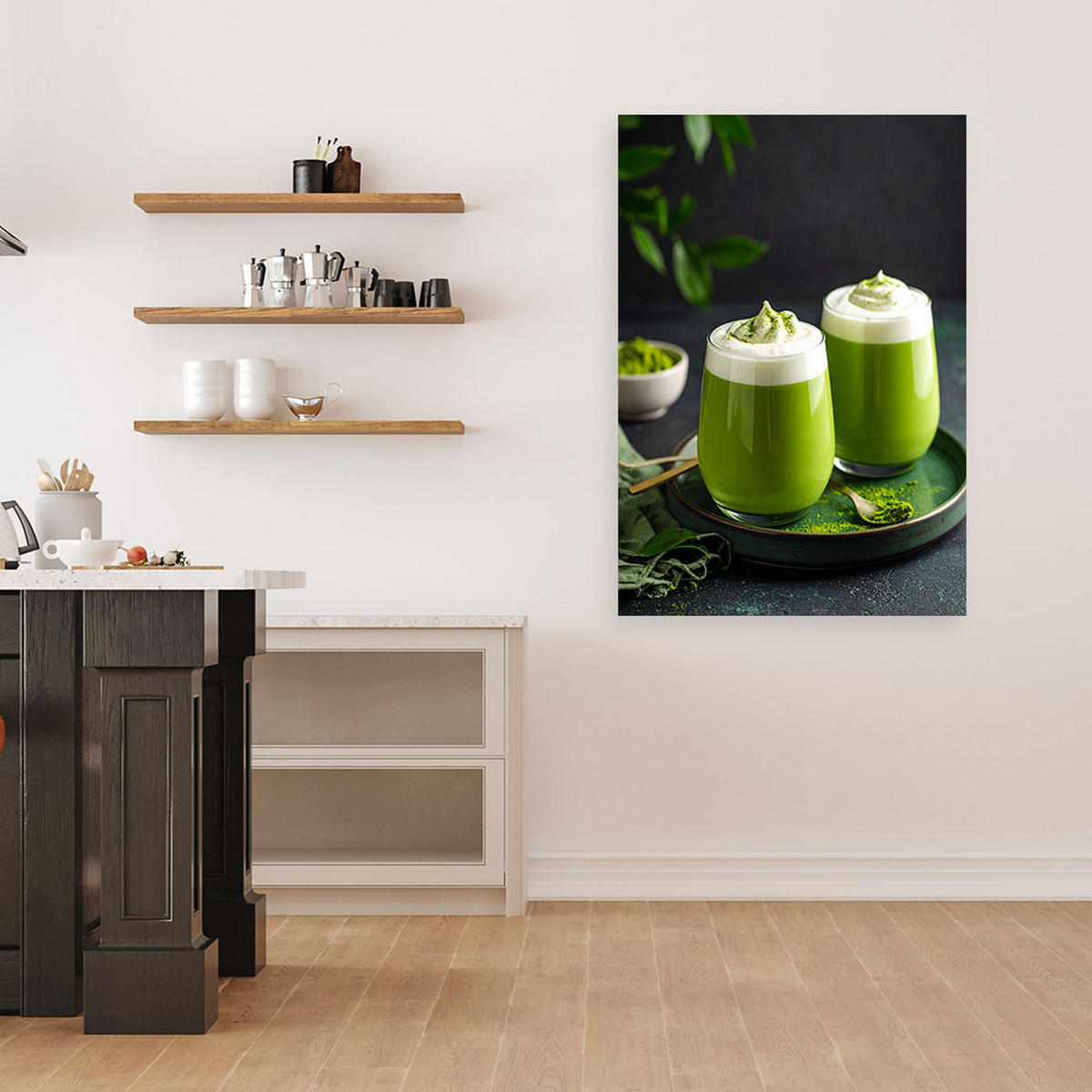 LEINWANDBILD Matcha Latte 80x120cm - Grün, Textil (80/120cm) - Feeby
