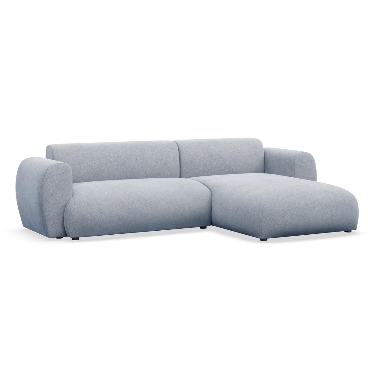 ECKSOFA Emia Hellblau rechts - Schwarz/Hellblau, Kunststoff/Textil (156/262cm) - Selsey