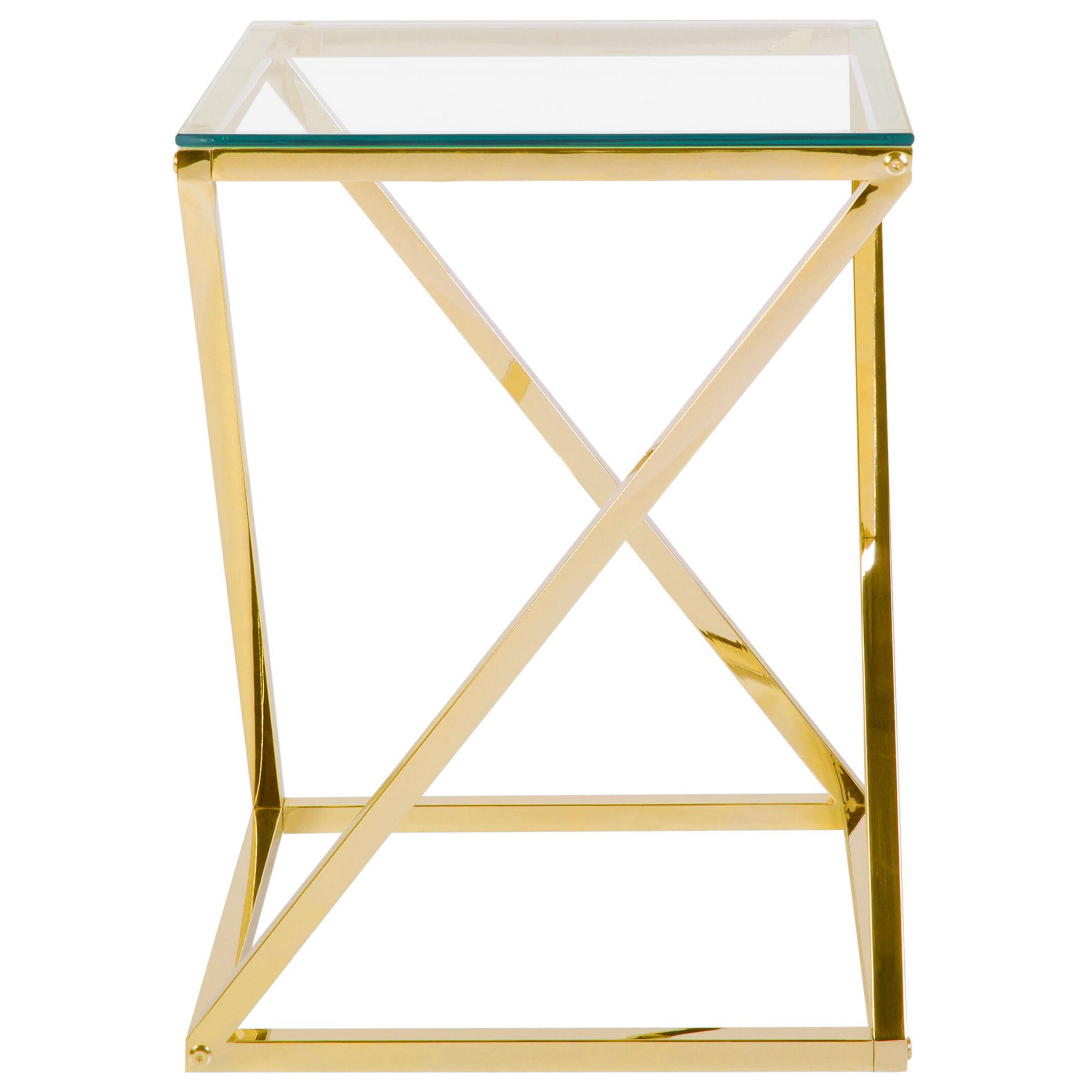 BEISTELLTISCH Glas Gold quadratisch 40/40 cm Beverly - Transparent/Goldfarben, Glas (40/40/55cm) - Beliani