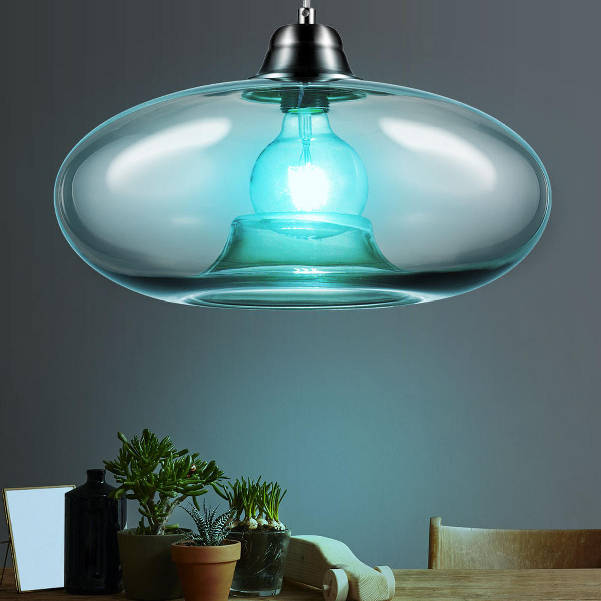 LED HÄNGELEUCHTE LILLE Grau Metall Glas - Grau, Glas (40/40/150cm) - Nowa