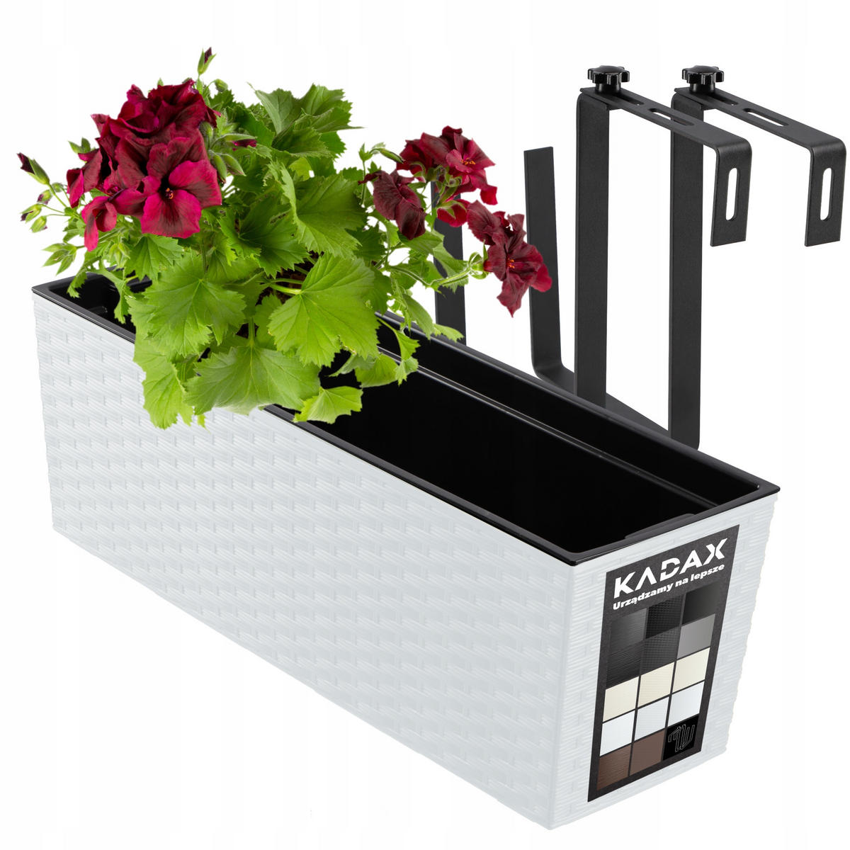 BLUMENKASTEN mit Einsatz und 2 Griffe 56 cm, Weiß - Weiß, Kunststoff (18/56cm) - KADAX