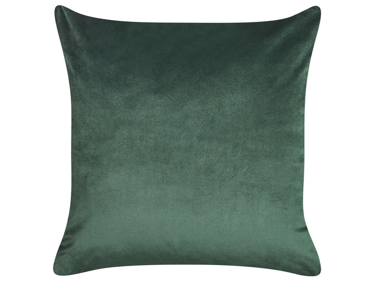 DEKOKISSEN 2er-Set Smaragdgrün 45/45 cm Philodendron - Smaragdgrün, Textil (45/45cm) - Beliani