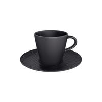 KAFFEETASSE MIT UNTERTASSE Manufacture Rock Glow schwarz 150 ml - Schwarz, Keramik (15.4/9.2/15.4cm) - Villeroy & Boch