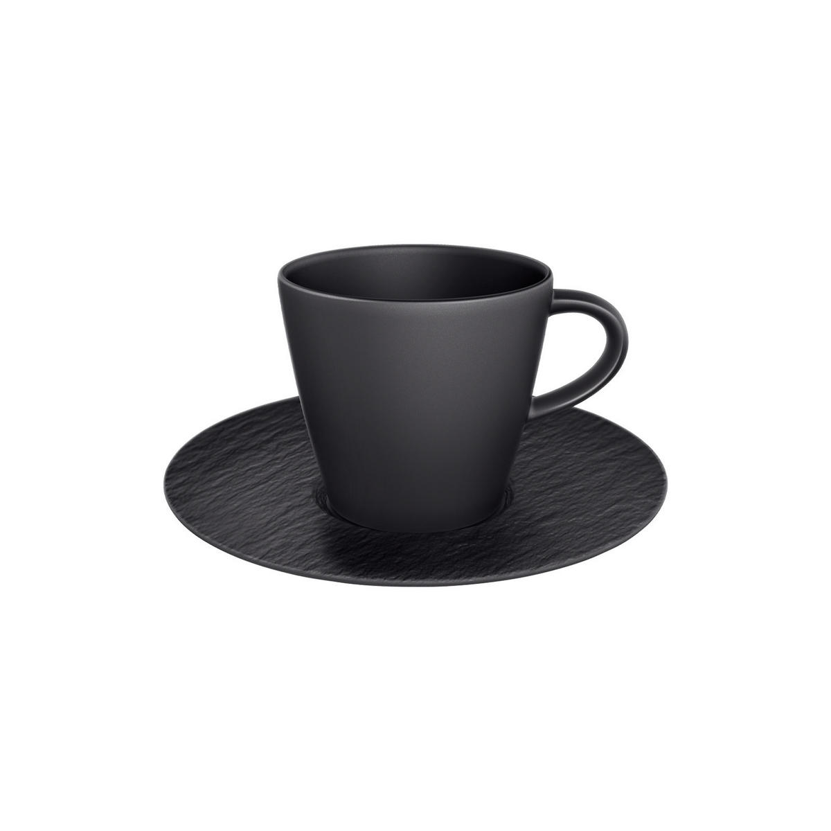 KAFFEETASSE MIT UNTERTASSE Manufacture Rock Glow schwarz 150 ml - Schwarz, Keramik (15.4/9.2/15.4cm) - Villeroy & Boch