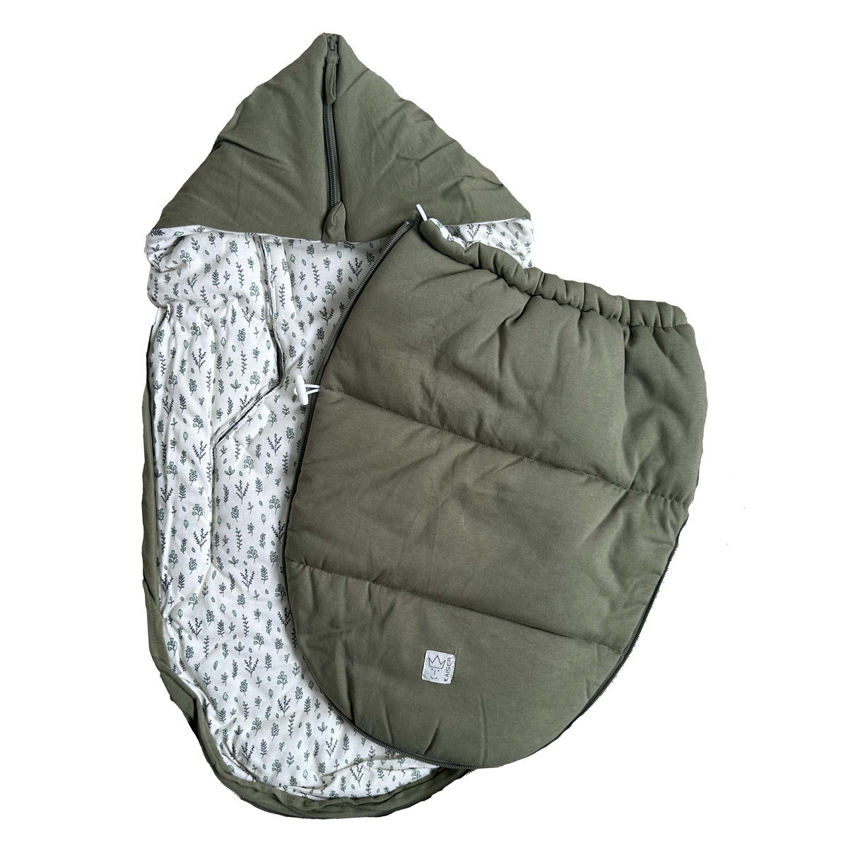 BABYSCHALENFUSSSACK Small Jersey Hooded, olive green - Olivgrün, Textil (40/9/80cm) - Kaiserbaby