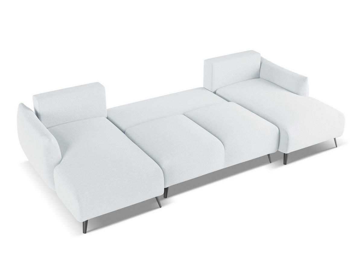 WOHNLANDSCHAFT Chenille Stoff Blau - Blau/Schwarz, Textil/Metall (317/86/162cm) - Makamii