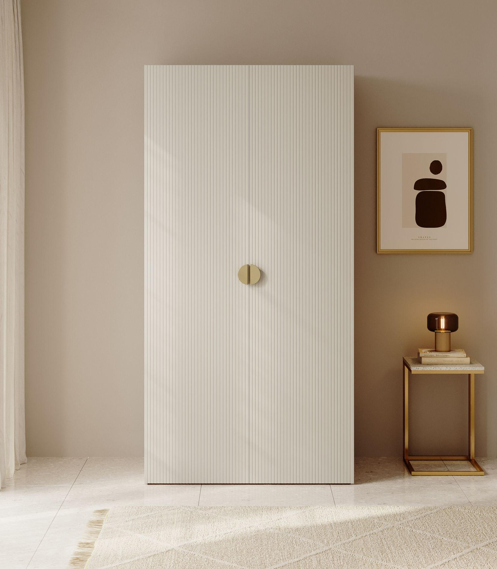 KLEIDERSCHRANK Moonir Greige 100 cm - Taupe/Goldfarben, Holzwerkstoff/Metall (100/200.5/57cm) - Selsey