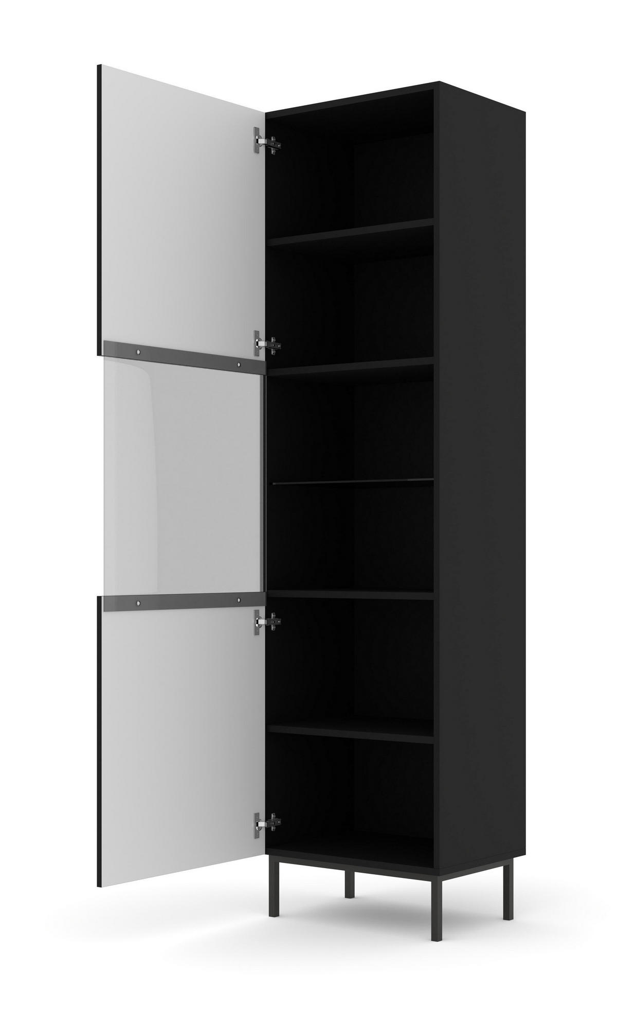 VITRINENSCHRANK SCHWARZ - Schwarz, Holzwerkstoff (60/217/42cm) - FURNLUX