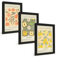 BILDER SET 3er Set - 20x30 cm Schwarzer Rahmen - Retro-Poster mit Fruchtmustern - Schwarz, Kunststoff (20/30cm) - TULUP