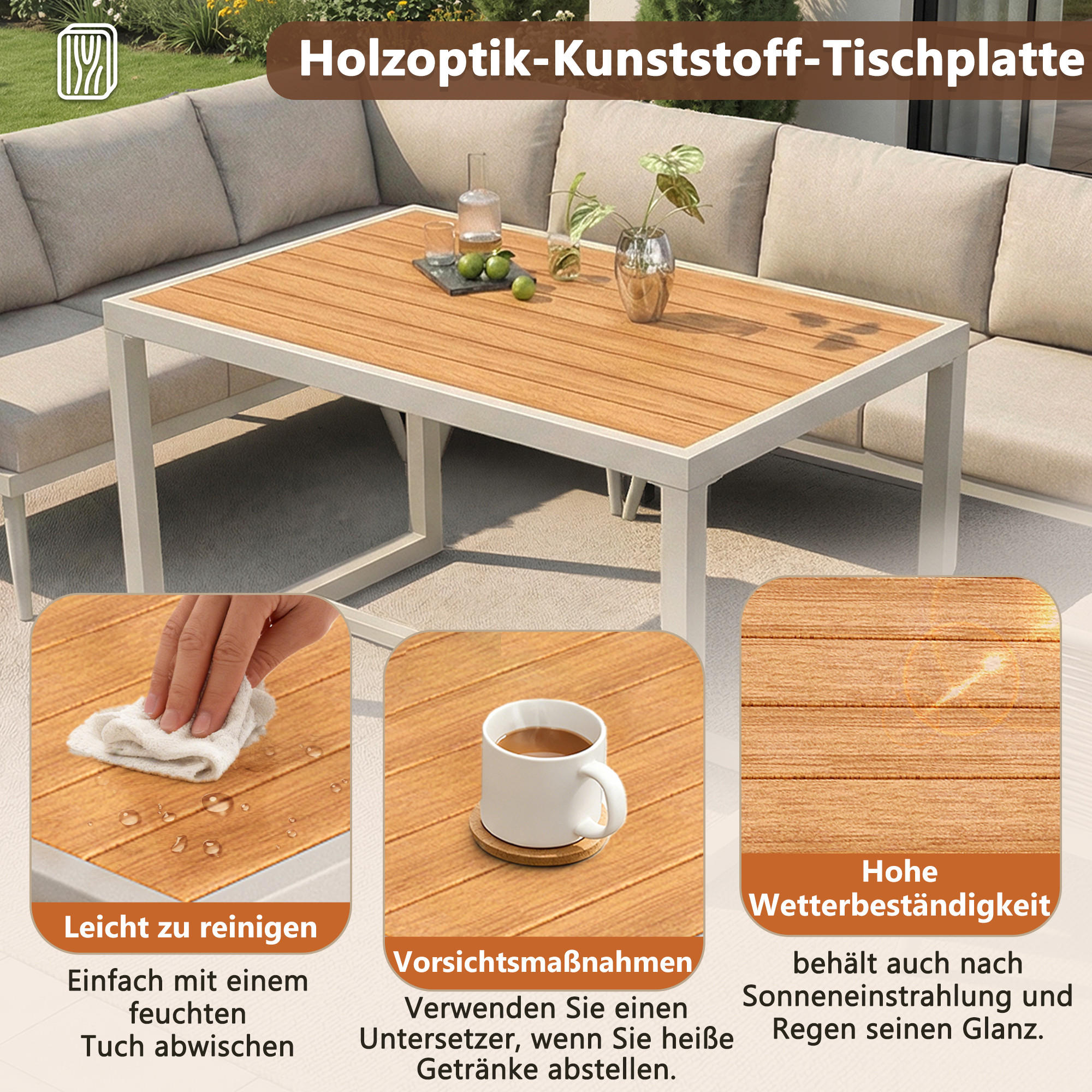 Thumbnail - Flieks Gartenset, Beige, Metall, Loungemöbel, Gartenlounge-Sets