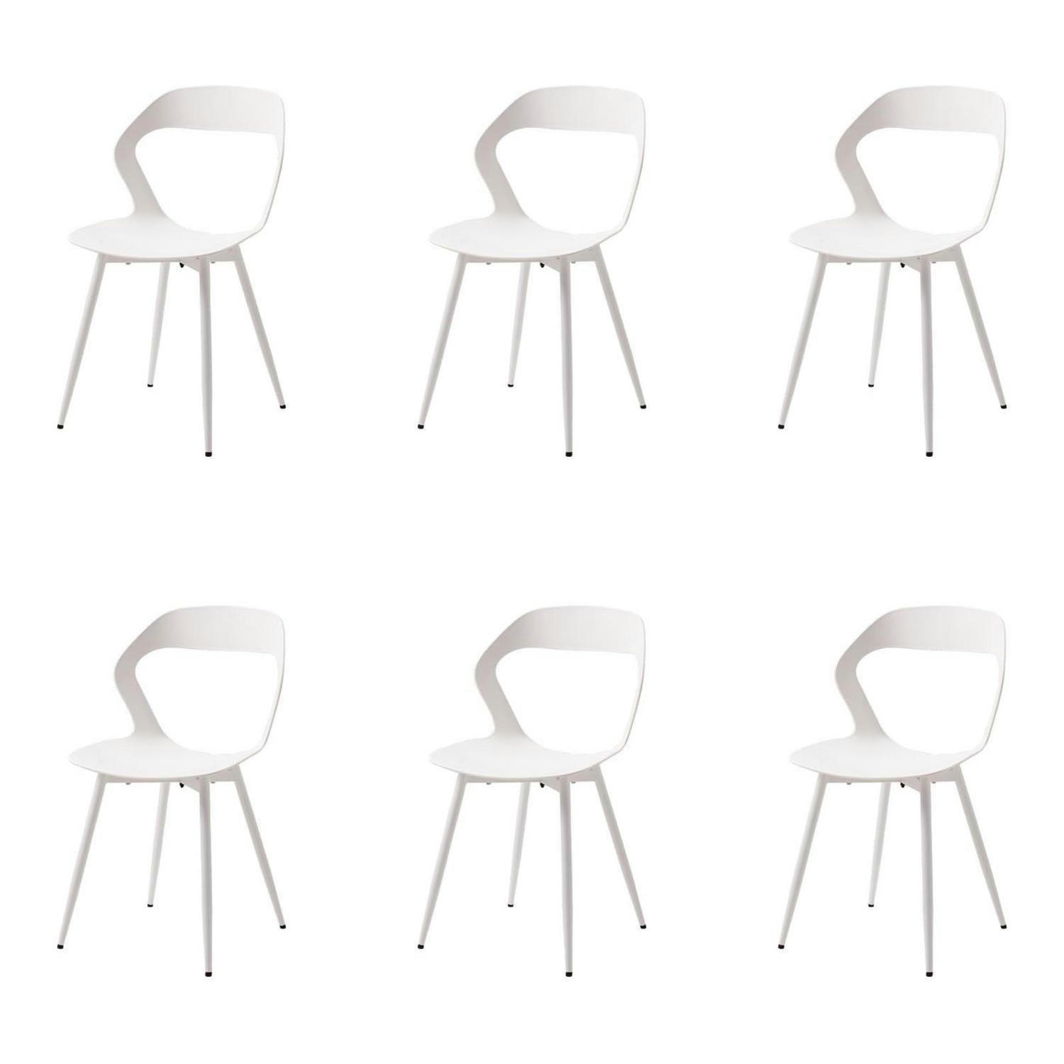 ESSZIMMERSTUHL 6er-Set Weiß mit Metallbeinen - Weiß, Kunststoff (43/83/43.5cm)