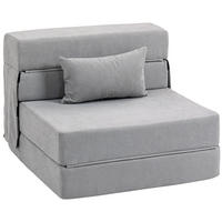 BODENSOFA DE-08230 in Matratze umwandelbar, mit Kissen Hellgrau - Hellgrau, Textil (210/15/80cm) - ComfortXL