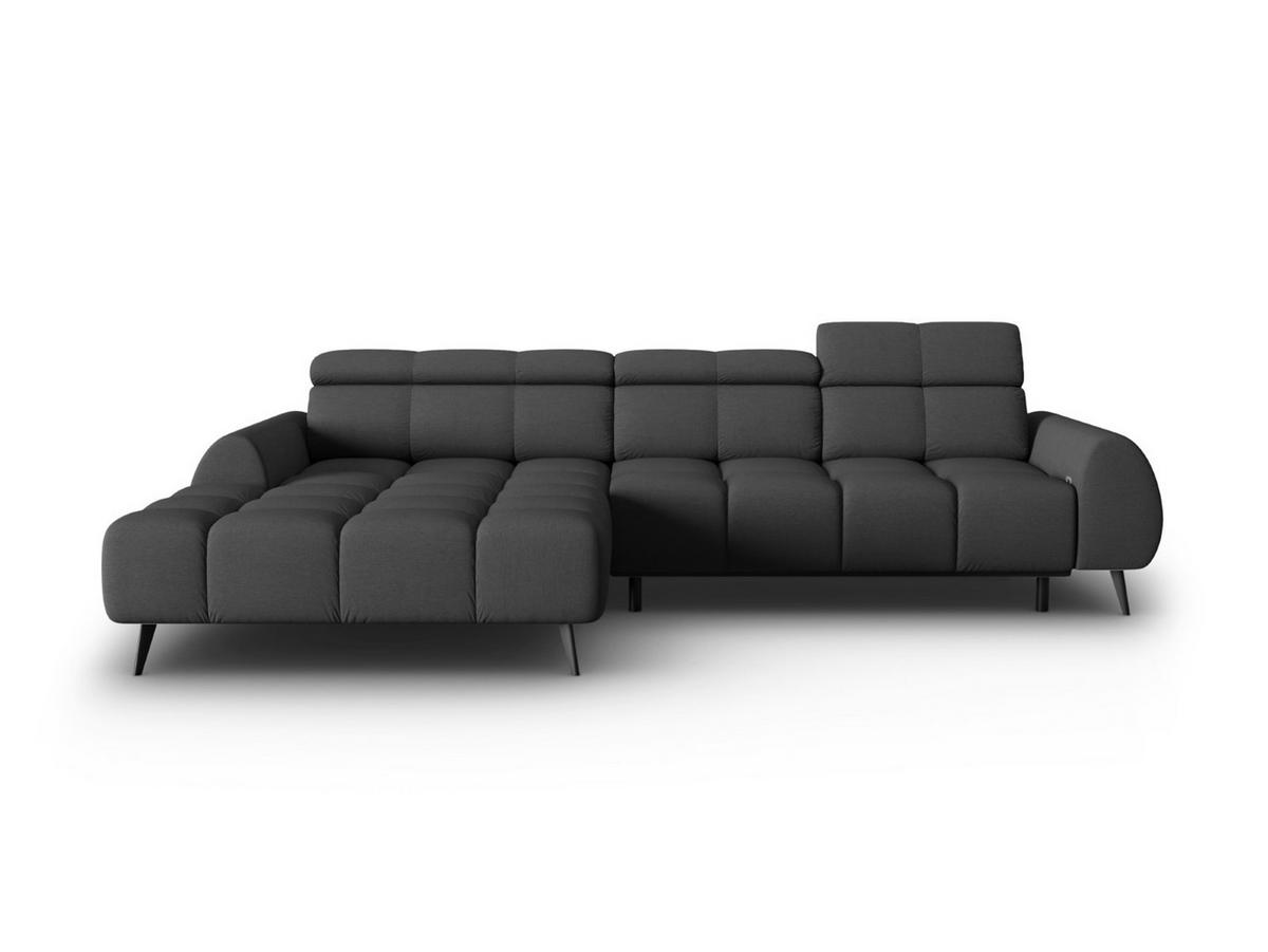 ELEKTRISCHES-ECKSOFA links Alyse aus strukturiertem Stoff dunkelgrau 5 Sitzplätze - Dunkelgrau, Textil (188/295cm) - Micadoni