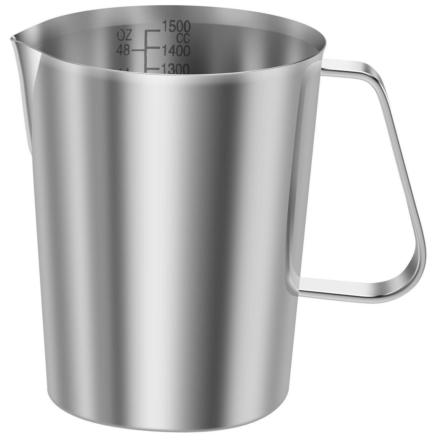 MESSBECHER Edelstahl 1500 ml mit Feinskala - Silberfarben, Metall (1.5L)