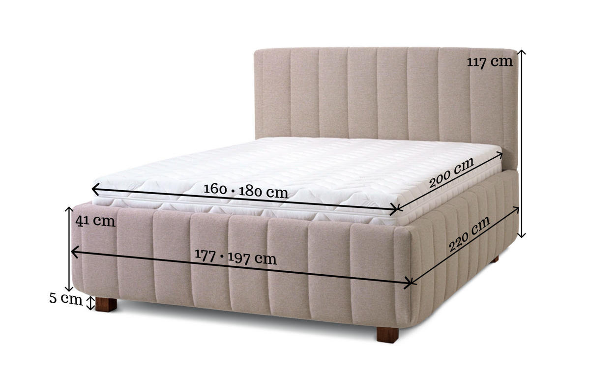 POLSTERBETT Calma Grande 160x200 in Plüsch Chocolate - Dunkelbraun, Holz (160/200cm) - Letti Moderni