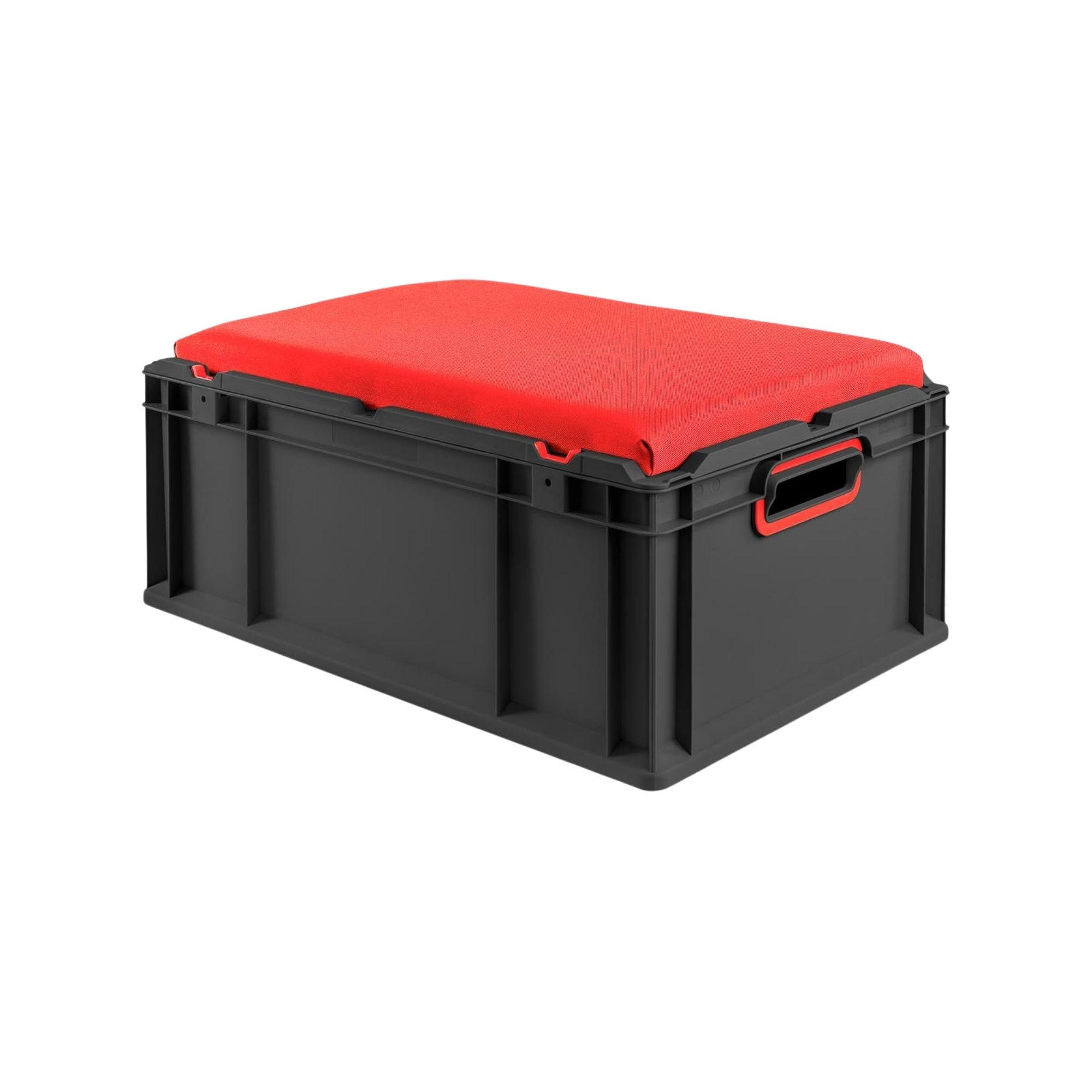 EUROBOX NextGen Seat Box Rot, HxBxT 26,5x40x60cm, 44 Liter, Griffe offen, Schwarz - Schwarz, Kunststoff (40/26.5/60cm) - PROREGAL