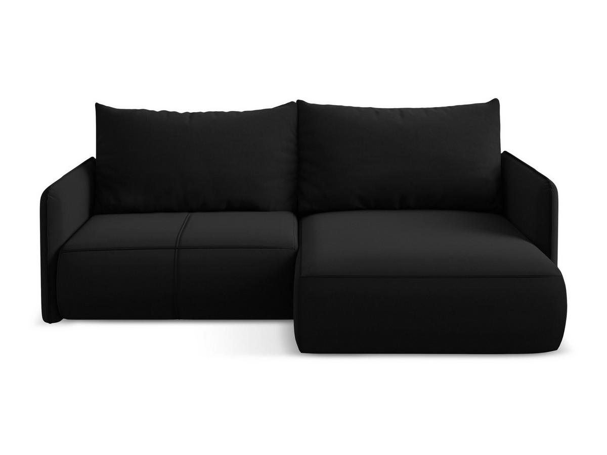 ECKSOFA mit Schlaffunktion Samt Stoff Schwarz - Schwarz, Kunststoff/Textil (207/148cm) - Makamii