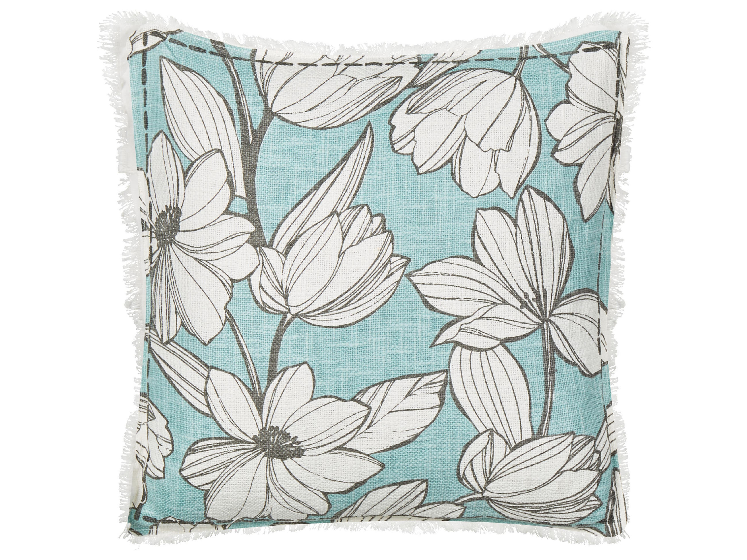 DEKOKISSEN 2er-Set Weiß 45/45 cm Cyanotis - Blau/Weiß, Textil (45/45cm) - Beliani