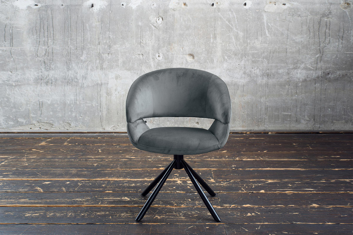 ESSZIMMERSTUHL LARA Grau Velvet - Schwarz/Grau, Kunststoff/Textil (61/82/62cm) - KAWOLA