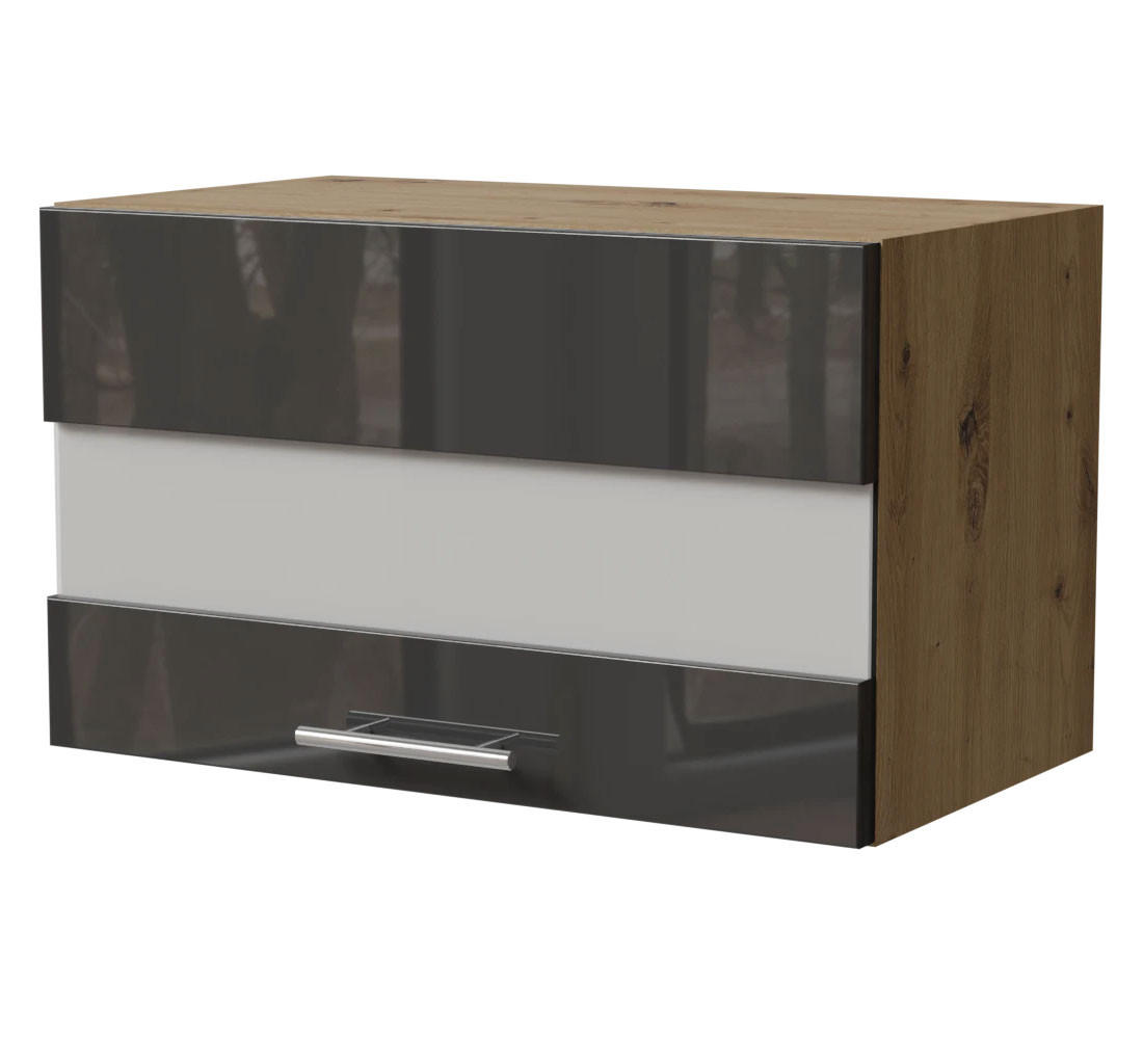 KLAPPHÄNGESCHRANK Essen W4BS/60/LAM Graphit Hochglanz / Eiche Artisan Matt 60 / 32,5 / 36cm - Graphitfarben/Eiche Artisan, Holz/Holzwerkstoff (60/36/32.5cm) - Feldmann-Wohnen