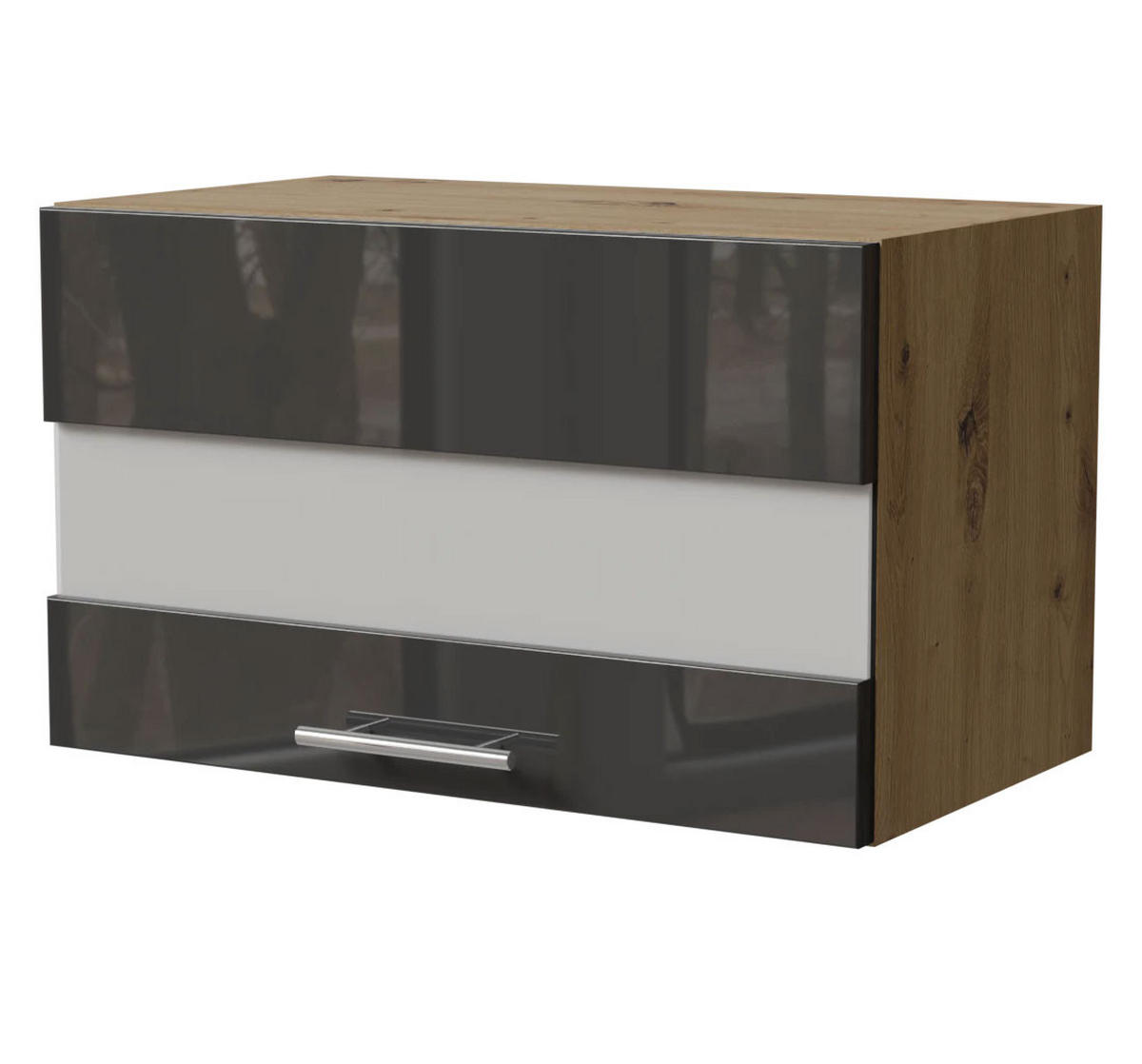 KLAPPHÄNGESCHRANK Essen W4BS/60/LAM Graphit Hochglanz / Eiche Artisan Matt 60 / 32,5 / 36cm - Graphitfarben/Eiche Artisan, Holz/Holzwerkstoff (60/36/32.5cm) - Feldmann-Wohnen