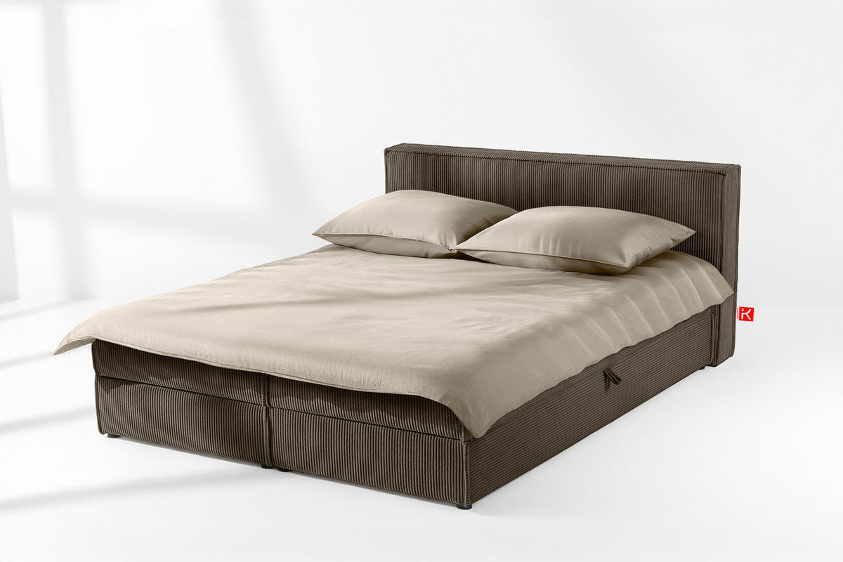 BOXSPRINGBETT ROTI mit Stauraum, braun - Schwarz/Braun, Holz/Holzwerkstoff (180/200cm) - KONSIMO®