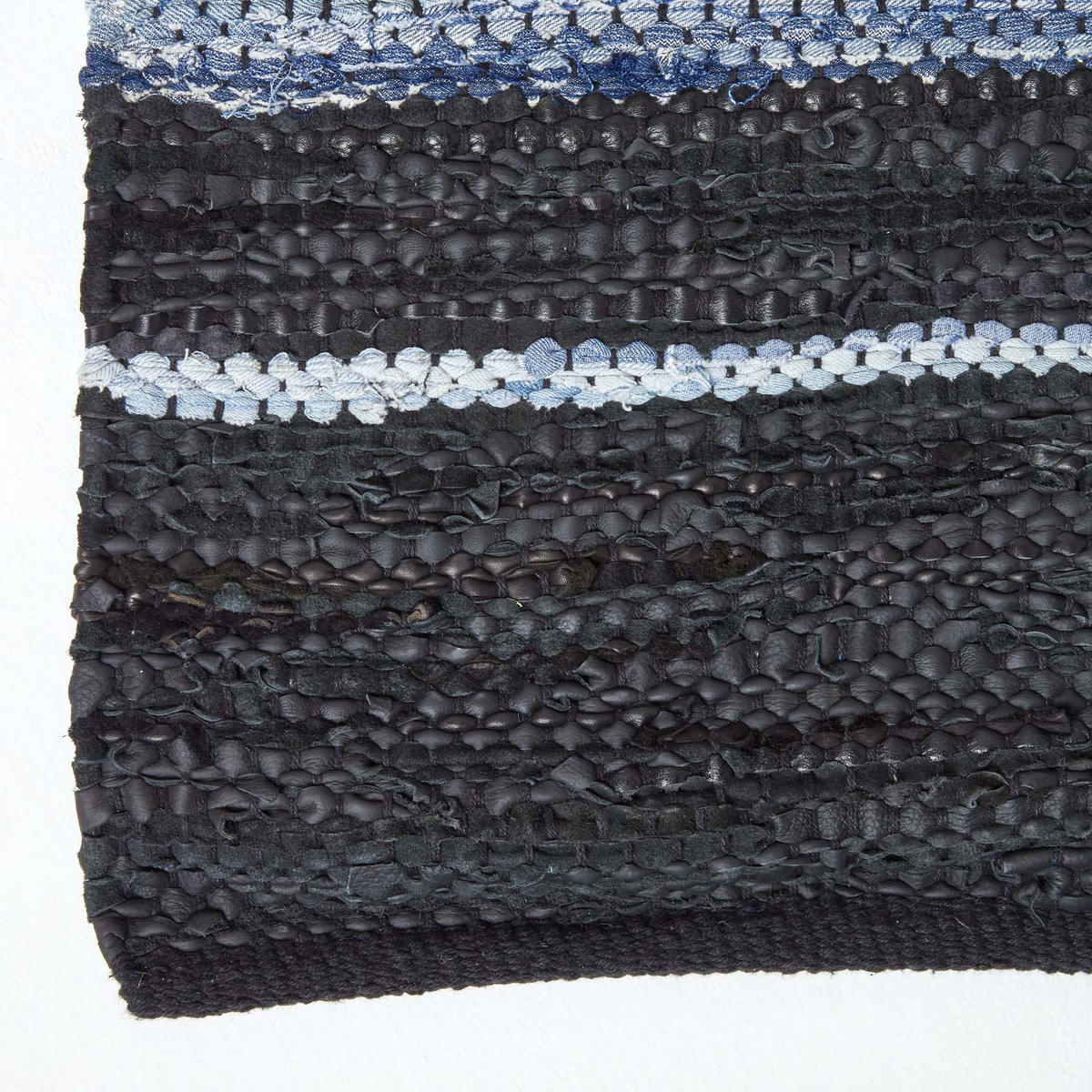 TEPPICHLÄUFER Texas, Leder & Denim 66/200 cm - Blau, Textil (66/200cm) - Homescapes