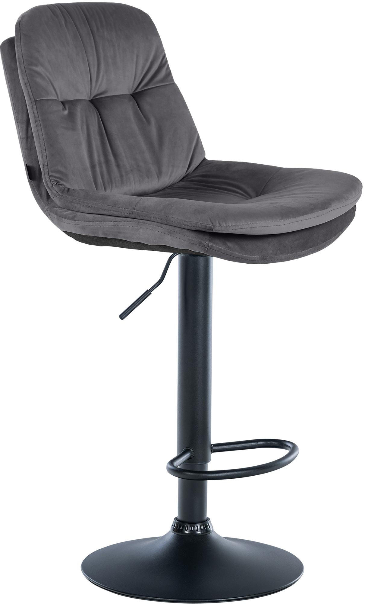 BARHOCKER Samt dunkelgrau - Dunkelgrau/Schwarz, Textil (46/94/54cm) - CLP