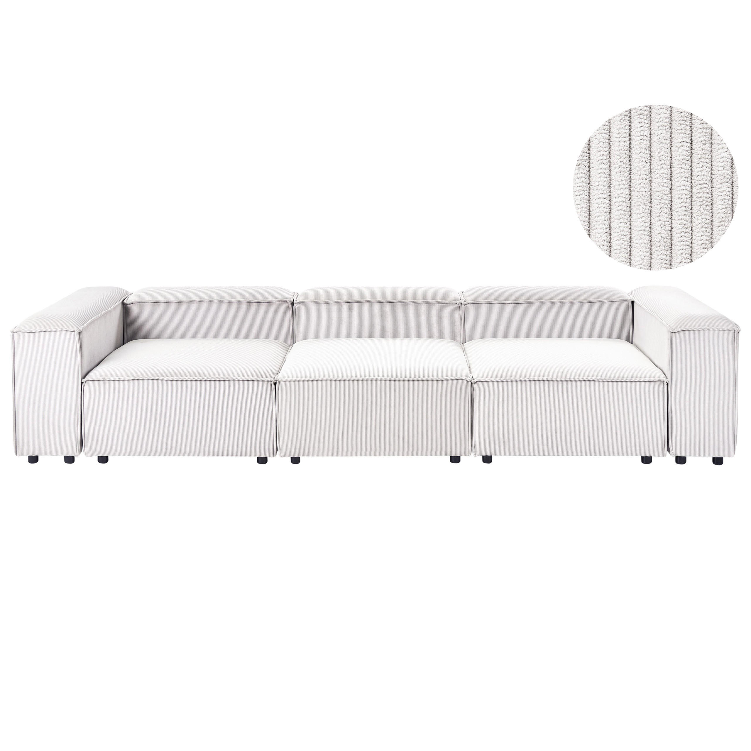 3-SITZER-MODULSOFA Cremeweiß Cord Ardal - Creme, Textil (328/68/120cm) - Beliani
