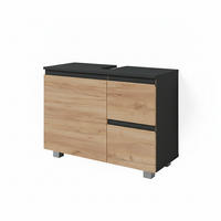 WASCHBECKENUNTERSCHRANK J-Shape Sonoma 80 x 60.8 cm - Sonoma Eiche, Holzwerkstoff (80/60.8/33cm) - Vicco