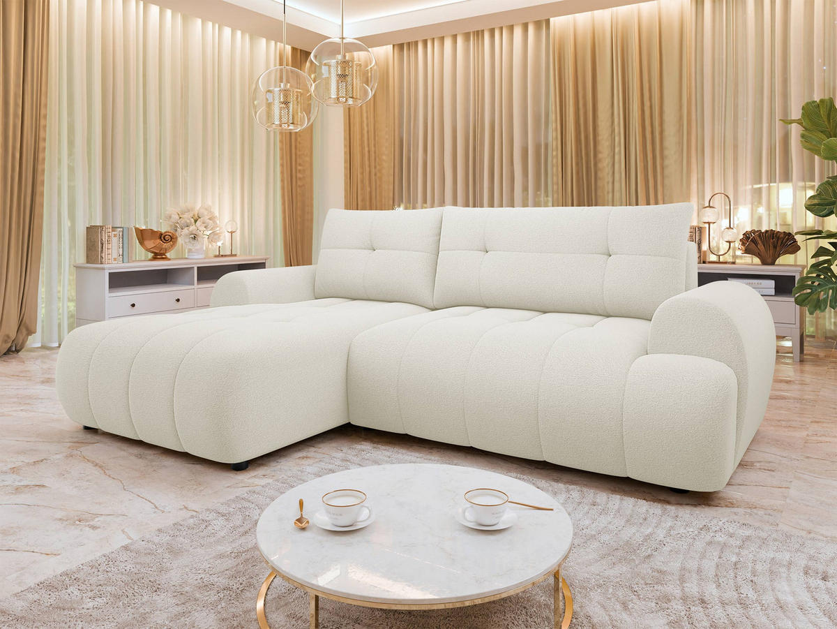 ECKSOFA Fiorano, Seite: Links - Schwarz/Naturfarben, Holz/Kunststoff (265/177cm) - MIRJAN24