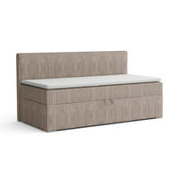 BOXBETT MATEO 90/200 Beige mit Bonell-Federkernmatratze H3 - Beige, Holz/Holzwerkstoff (90/200cm) - Deine Möbel 24