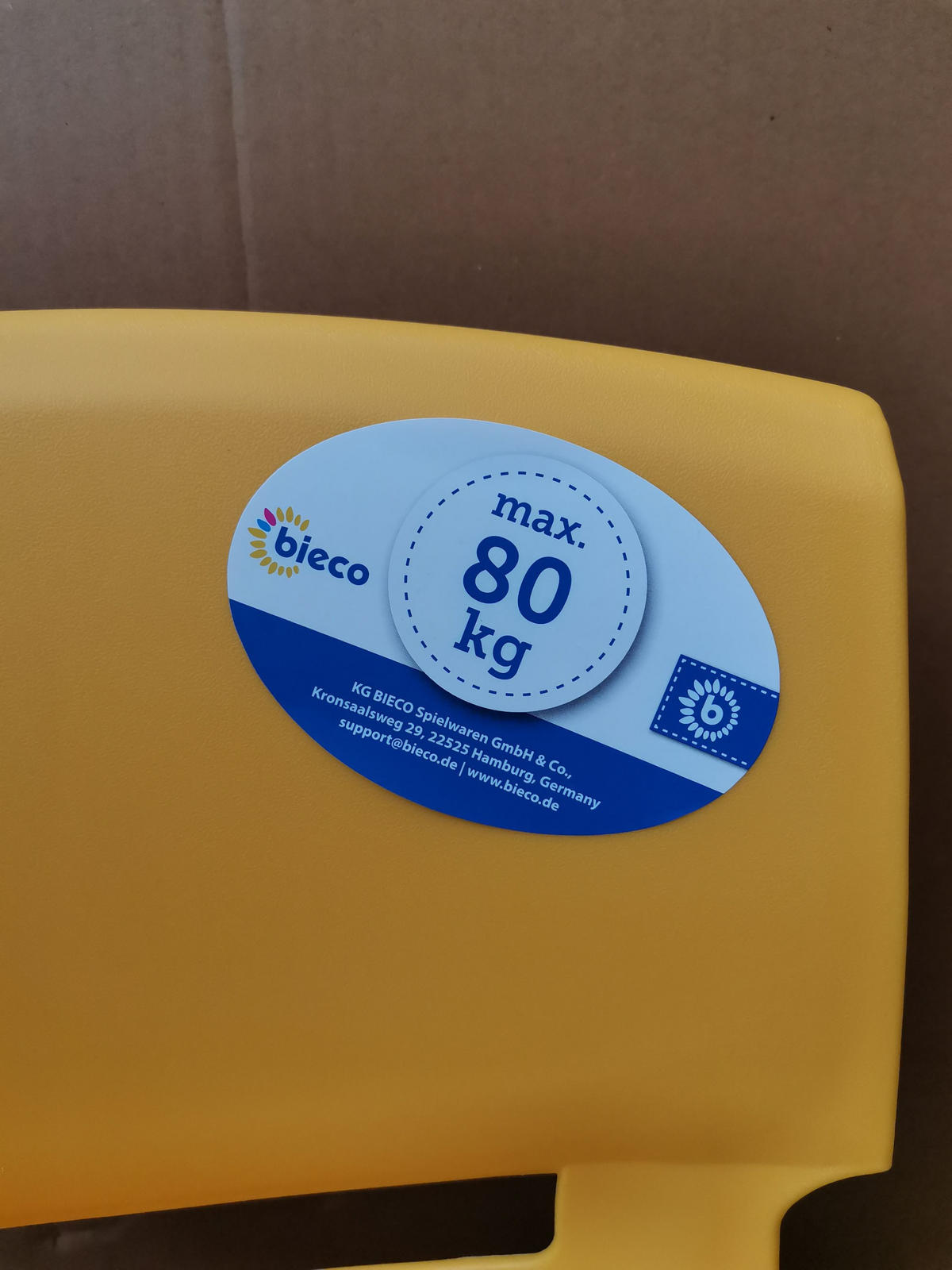 KINDERSTUHL bis 80 kg belastbar - ab 12 - Gelb, Kunststoff (34/51.5/36cm) - Bieco Spielwaren