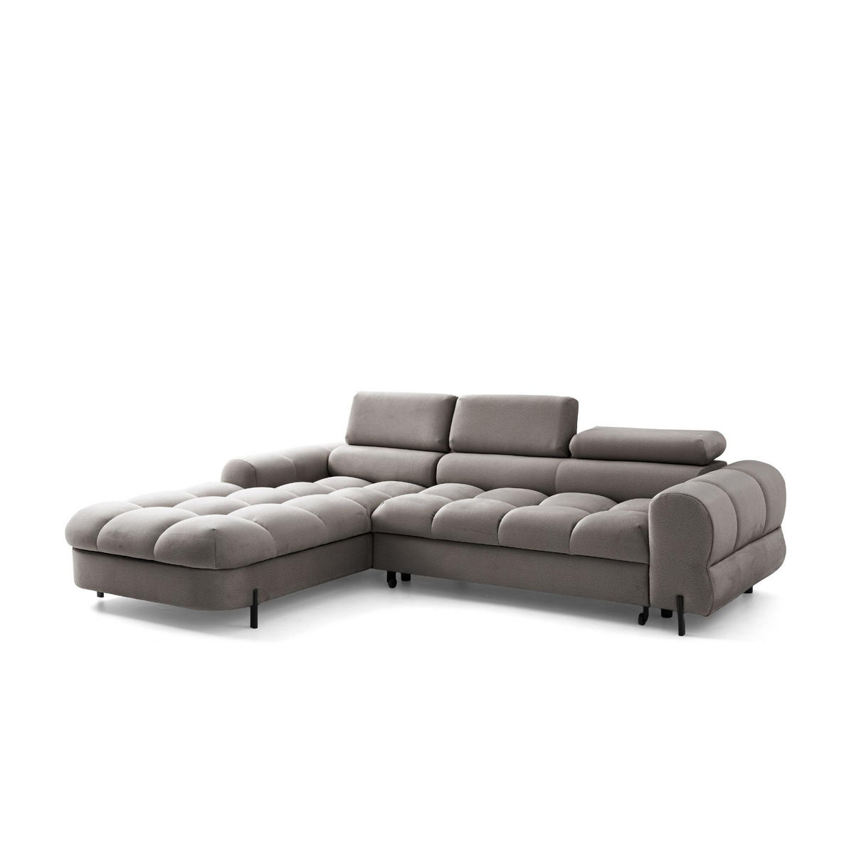 ECKSOFA UFFO L Links mit Schlaffunktion 260x195 Velours Beige - Beige/Schwarz, Holz/Textil (260/195cm) - Muffo