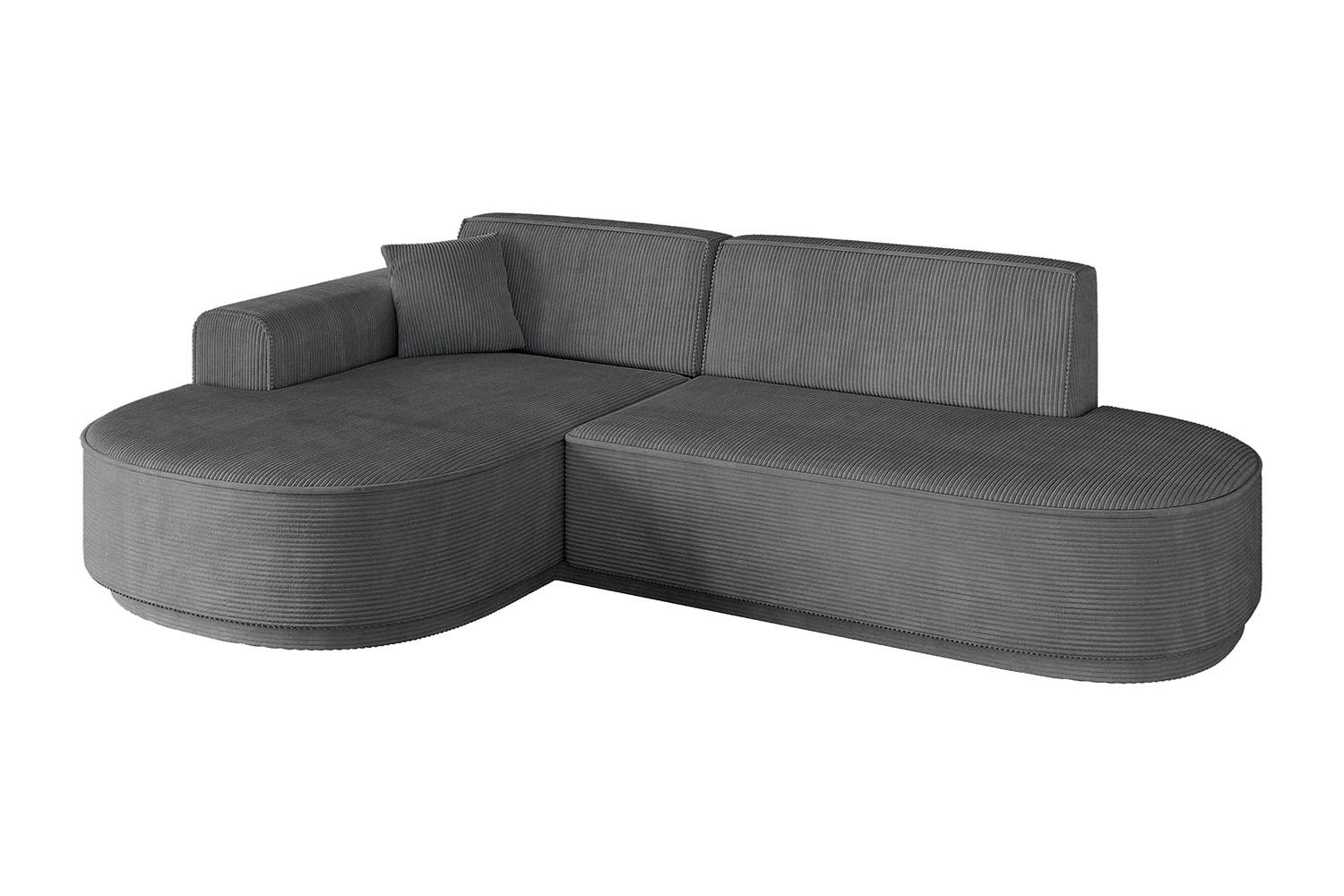 ECKSOFA Ottomane Links MARI-L1-v3 - 232x163x81 cm Dunkelgrau Cord - Dunkelgrau/Schwarz, Holzwerkstoff/Kunststoff (232/163cm) - ALTDECOR